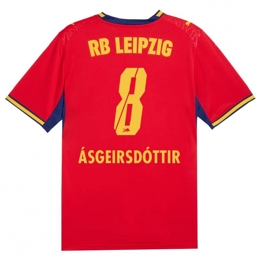 Danxen Kvinnor Emilía Kiær Ásgeirsdóttir #8 Röd Gul Kunglig Blå Bortatröja Matchtröjor 2026/27 Tröjor T-Tröja