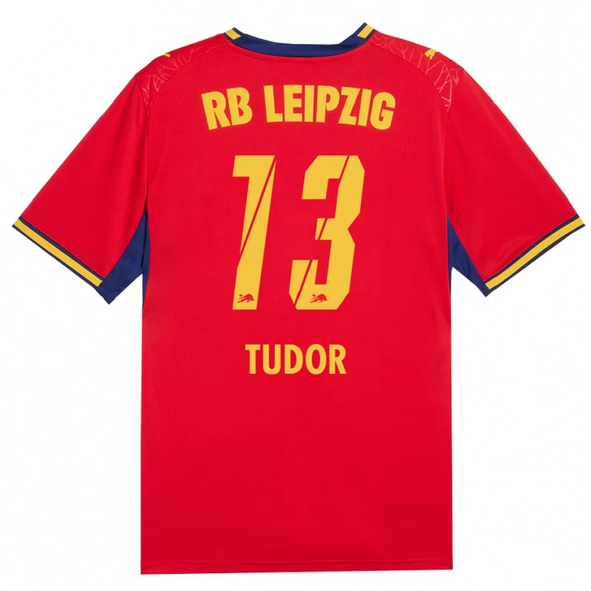 Danxen Kvinnor Aaron Tudor #13 Röd Gul Kunglig Blå Bortatröja Matchtröjor 2026/27 Tröjor T-Tröja