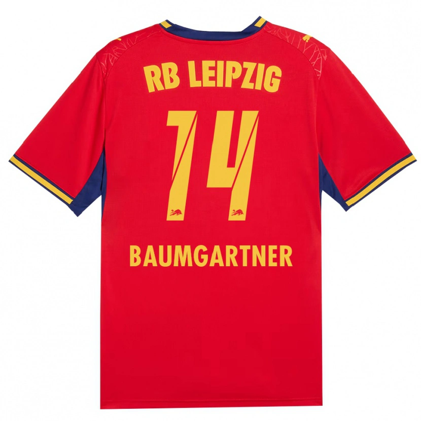 Danxen Kvinnor Christoph Baumgartner #14 Röd Gul Kunglig Blå Bortatröja Matchtröjor 2026/27 Tröjor T-Tröja
