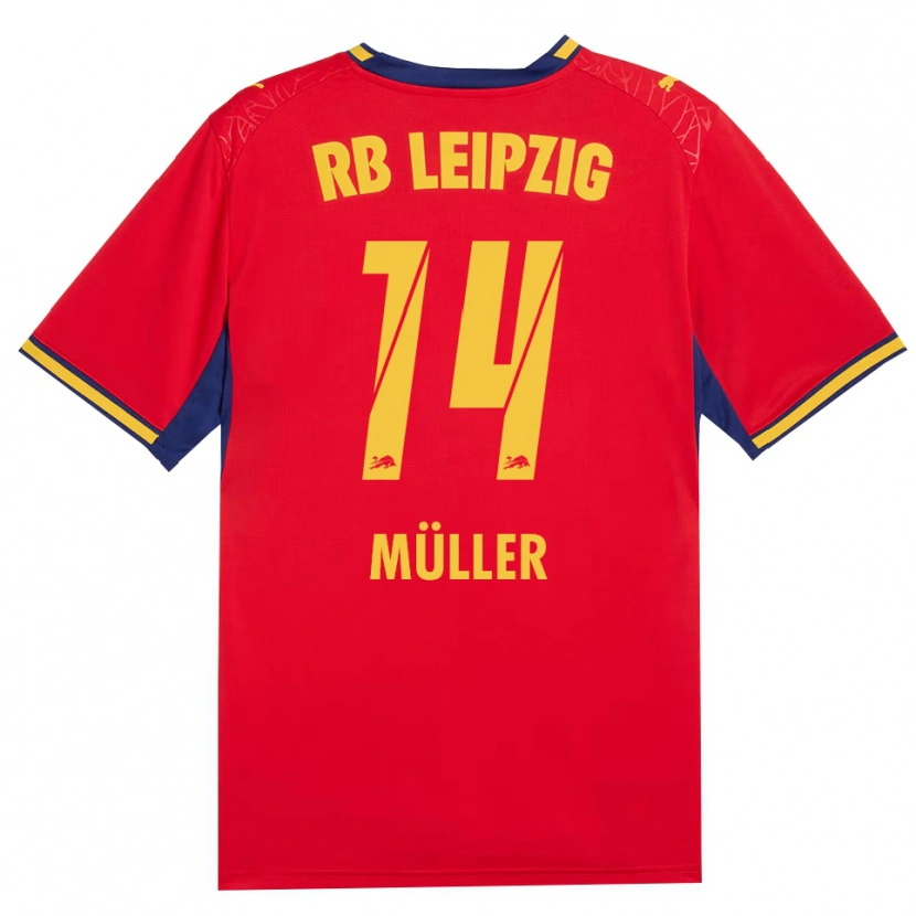 Danxen Kvinnor Hannes Müller #14 Röd Gul Kunglig Blå Bortatröja Matchtröjor 2026/27 Tröjor T-Tröja