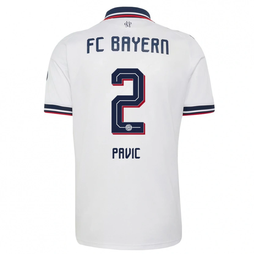 Danxen Kvinnor Filip Pavić #2 Vit Grå Röd Bortatröja Matchtröjor 2026/27 Tröjor T-Tröja