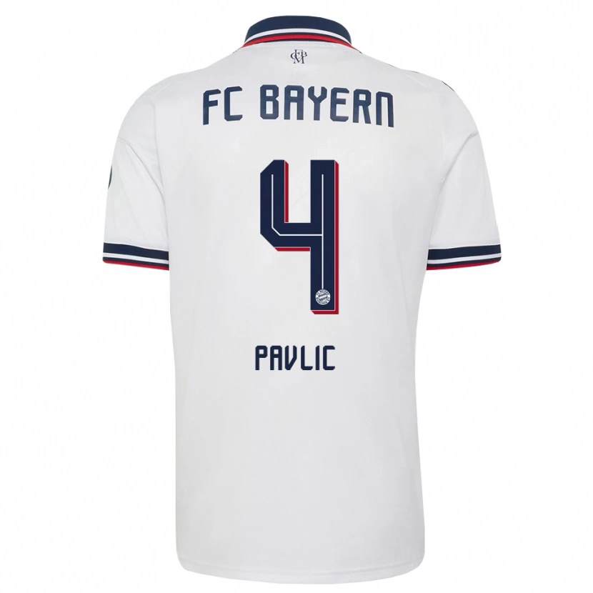 Danxen Kvinnor Raphael Pavlic #4 Vit Grå Röd Bortatröja Matchtröjor 2026/27 Tröjor T-Tröja