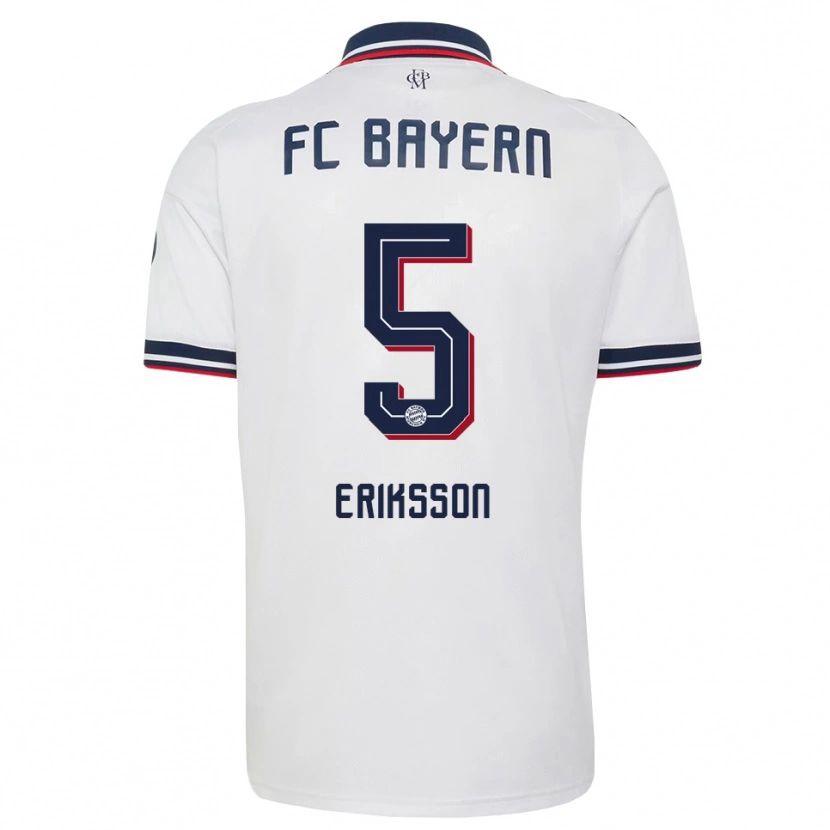 Danxen Kvinnor Magdalena Eriksson #5 Vit Grå Röd Bortatröja Matchtröjor 2026/27 Tröjor T-Tröja