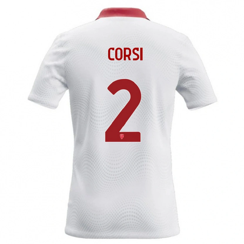 Danxen Kvinnor Giovanni Corsi #2 Vit Röd Bortatröja Matchtröjor 2026/27 Tröjor T-Tröja
