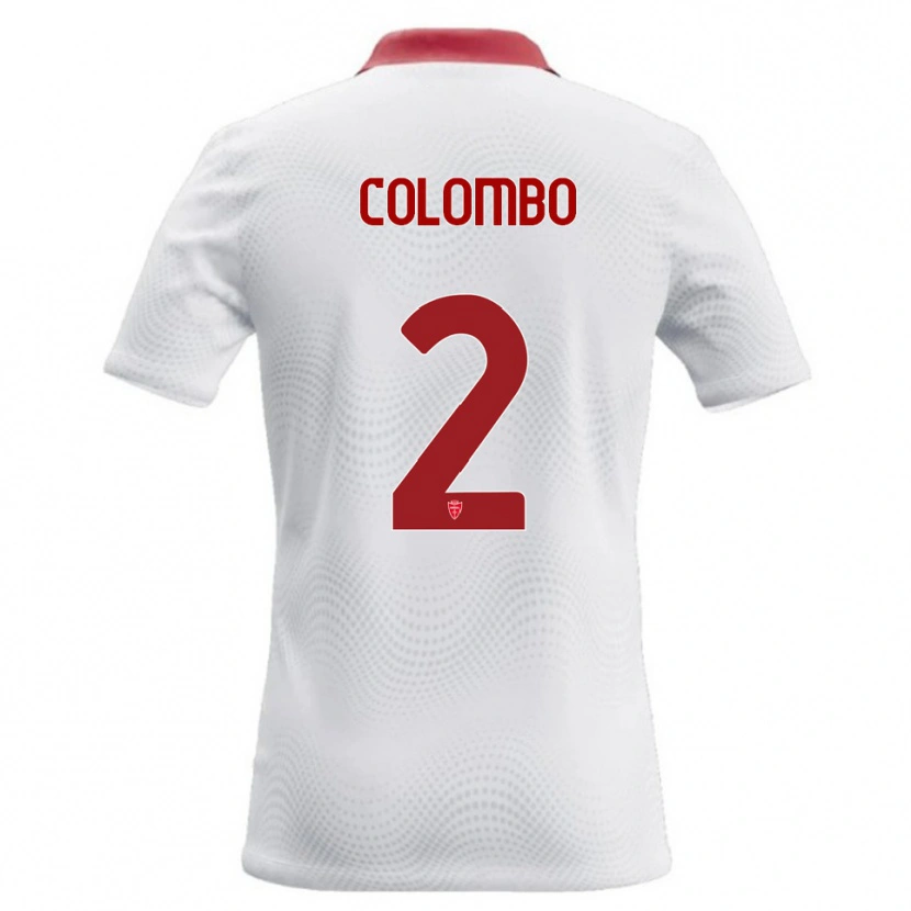 Danxen Kvinnor Davide Colombo #2 Vit Röd Bortatröja Matchtröjor 2026/27 Tröjor T-Tröja