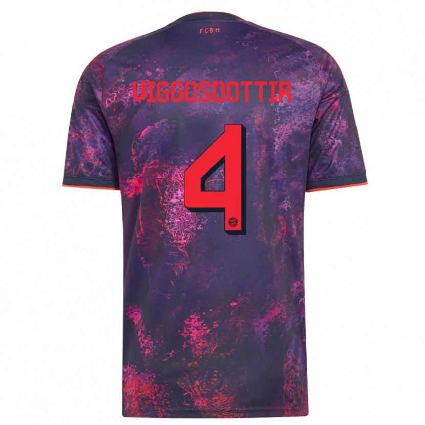 Danxen Kvinnor Glódís Perla Viggósdóttir #4 Lila Röd Tredjesatsen Matchtröjor 2026/27 Tröjor T-Tröja