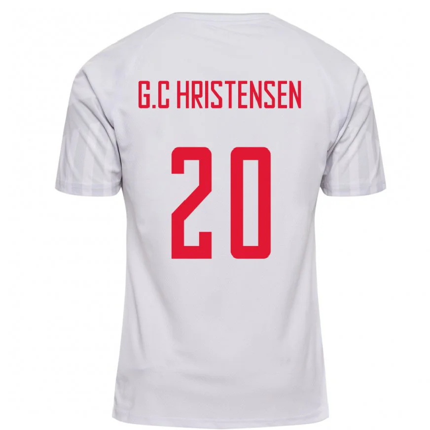 Danxen Kvinnor Danmarks Gustav Christensen #20 Vit Bortatröja Matchtröjor 22-24 Tröjor T-tröja