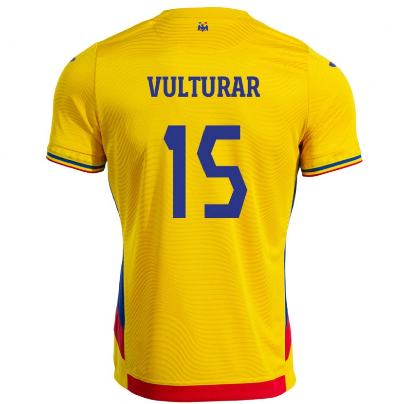 Danxen Barn Rumänien Cătălin Vulturar #15 Gul Hemmatröja Matchtröjor 24-26 Tröjor T-Tröja