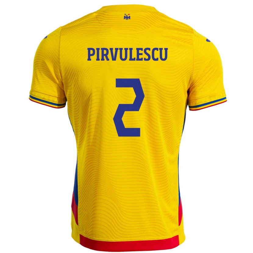 Danxen Barn Rumänien Sergiu Pîrvulescu #2 Gul Hemmatröja Matchtröjor 24-26 Tröjor T-Tröja