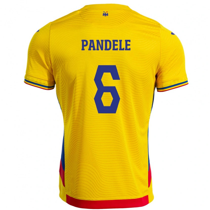 Danxen Barn Rumänien Andrei Pandele #6 Gul Hemmatröja Matchtröjor 24-26 Tröjor T-Tröja