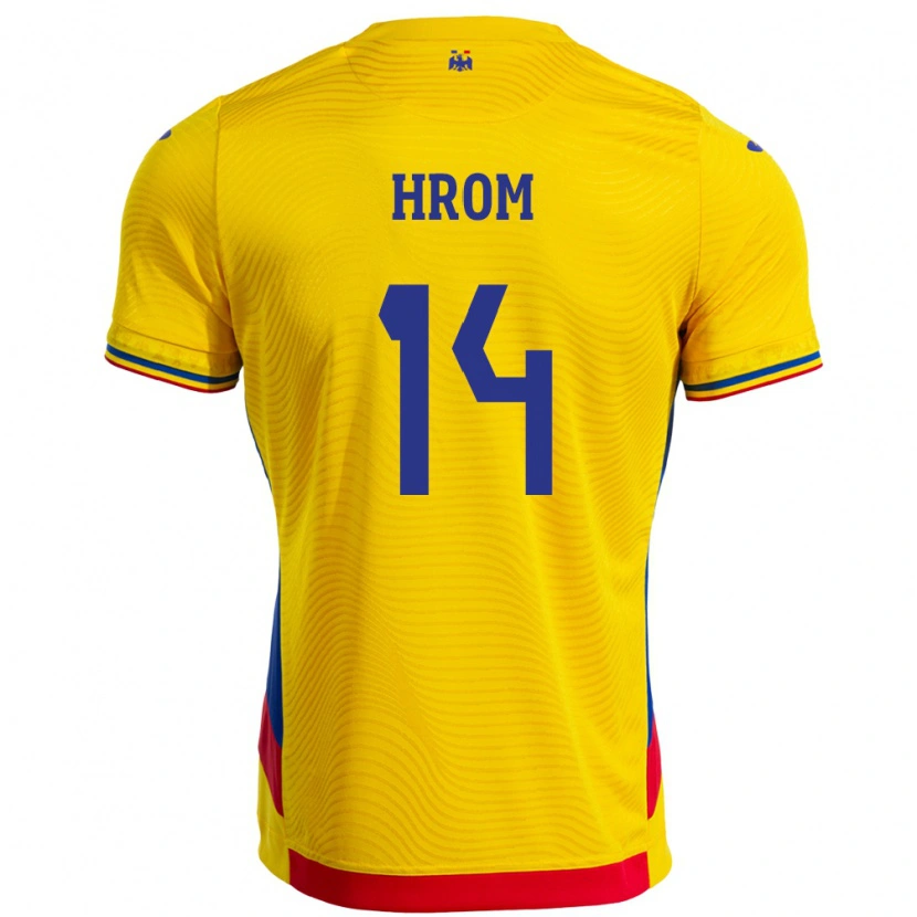 Danxen Barn Rumänien Darian Hrom #14 Gul Hemmatröja Matchtröjor 24-26 Tröjor T-Tröja