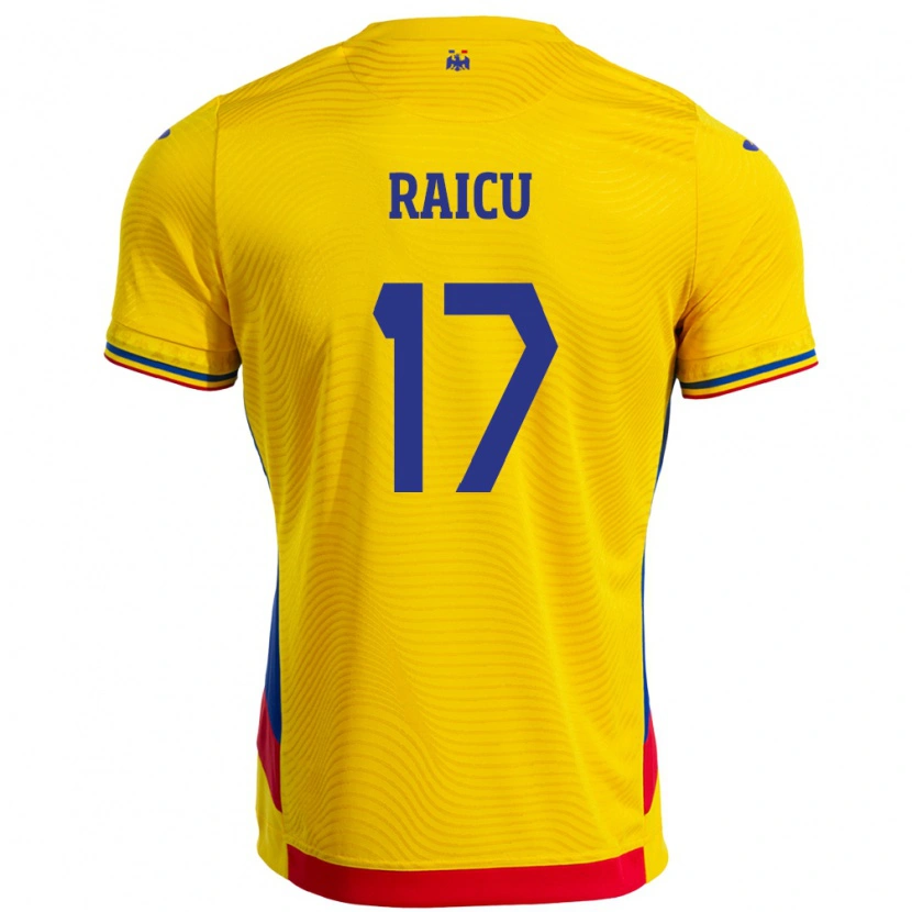 Danxen Barn Rumänien Alin Raicu #17 Gul Hemmatröja Matchtröjor 24-26 Tröjor T-Tröja