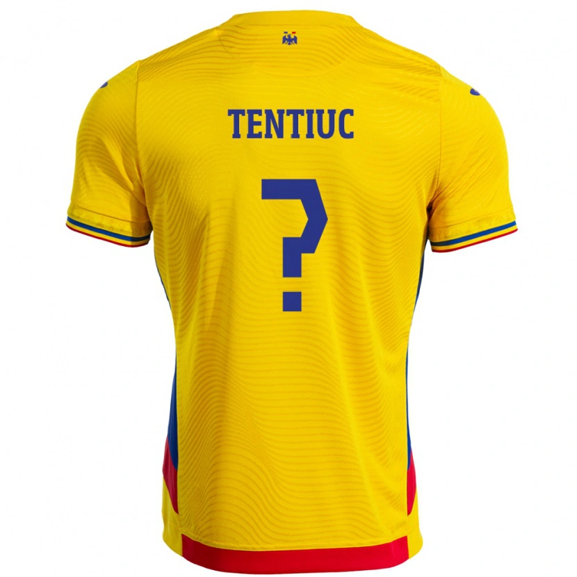 Danxen Barn Rumänien Antonio Tentiuc #0 Gul Hemmatröja Matchtröjor 24-26 Tröjor T-Tröja