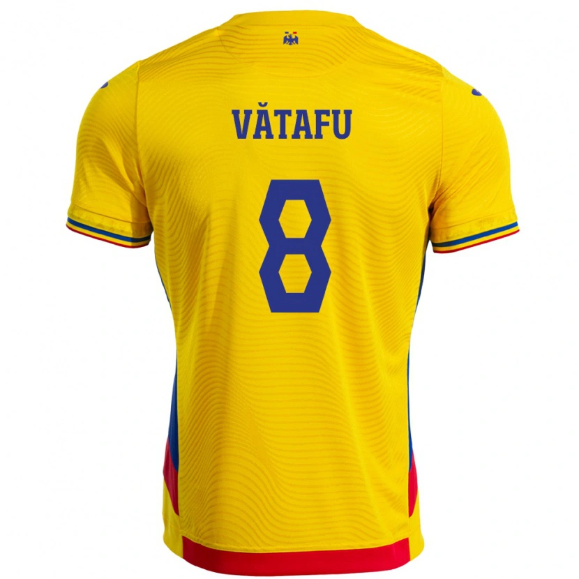 Danxen Barn Rumänien Ștefania Vătafu #8 Gul Hemmatröja Matchtröjor 24-26 Tröjor T-Tröja