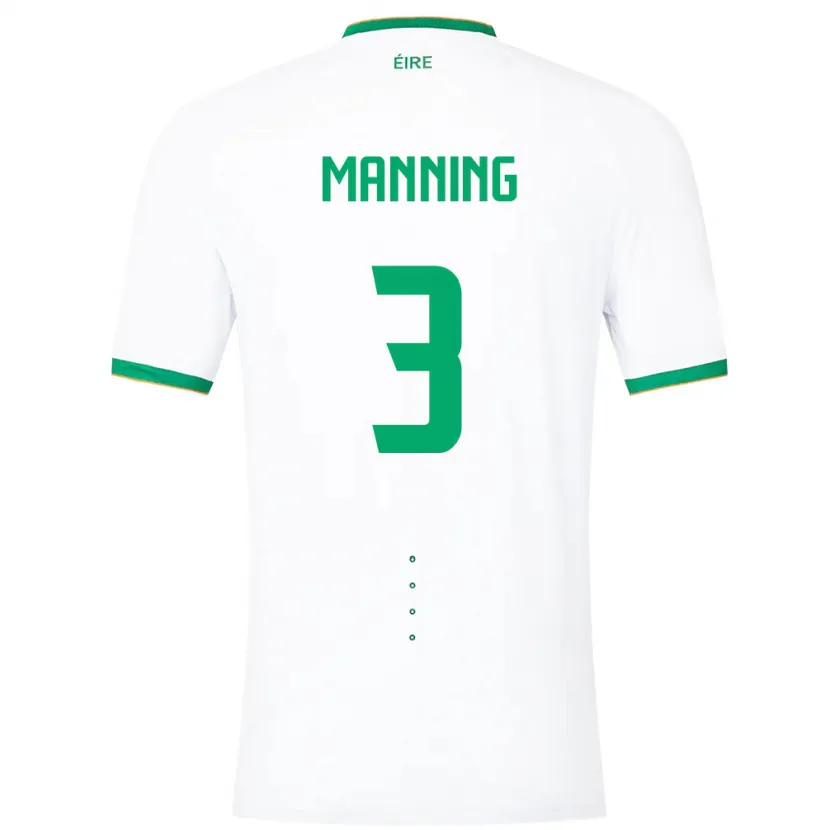 Danxen Barn Irland Ryan Manning #3 Vit Bortatröja Matchtröjor 24-26 Tröjor T-Tröja