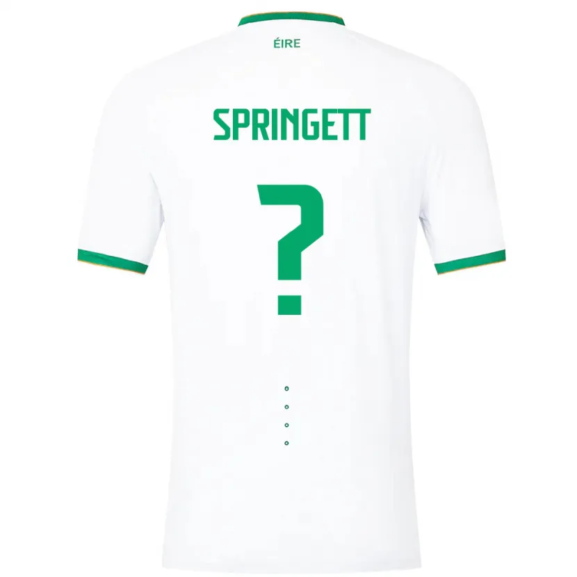Danxen Barn Irland Tony Springett #0 Vit Bortatröja Matchtröjor 24-26 Tröjor T-Tröja