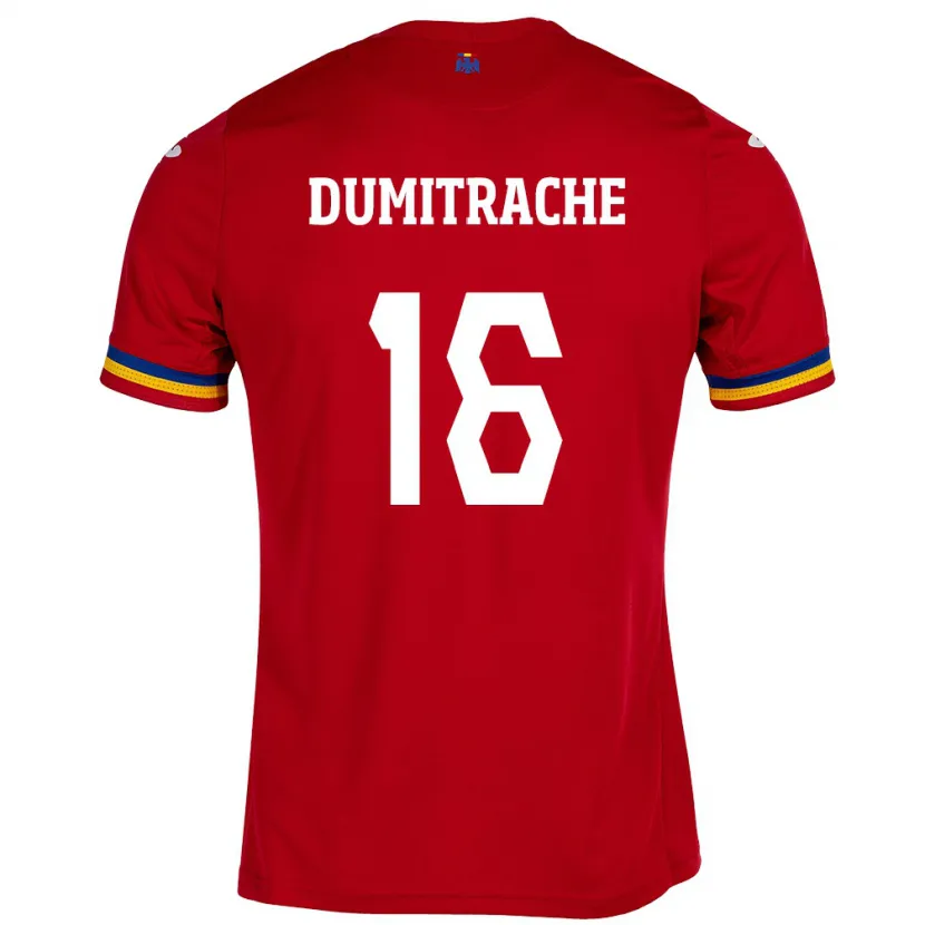 Danxen Barn Rumänien Valentin Dumitrache #16 Röd Bortatröja Matchtröjor 24-26 Tröjor T-Tröja