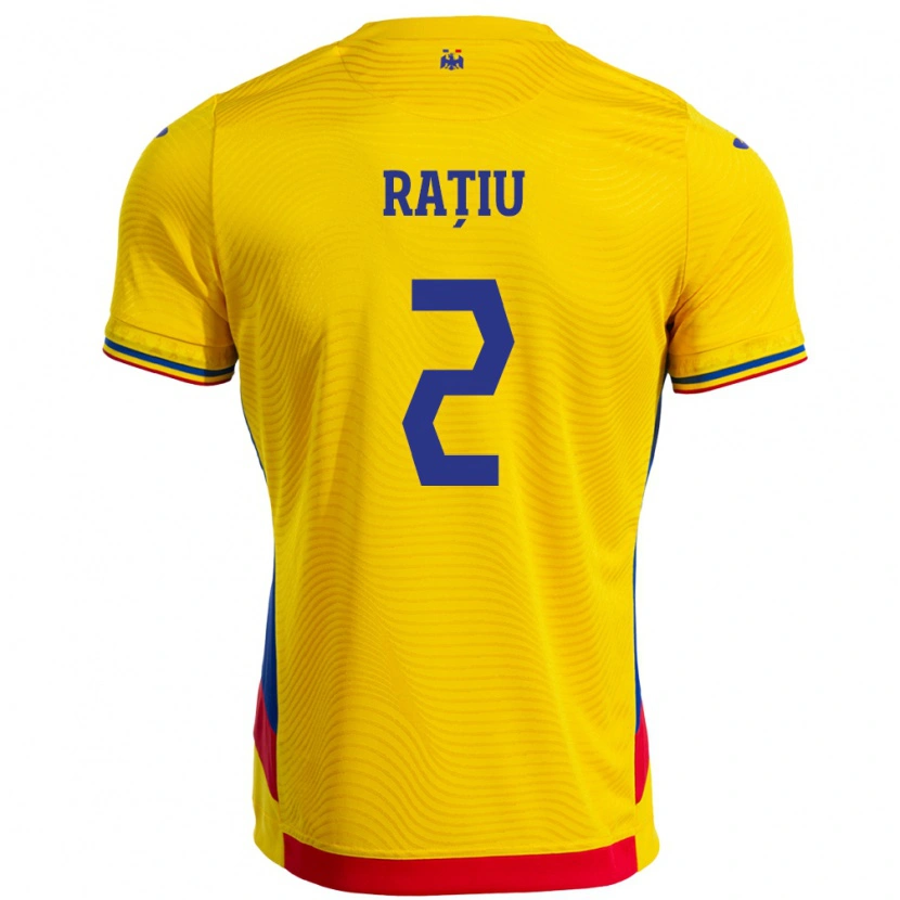 Danxen Män Rumänien Andrei Rațiu #2 Gul Hemmatröja Matchtröjor 24-26 Tröjor T-Tröja