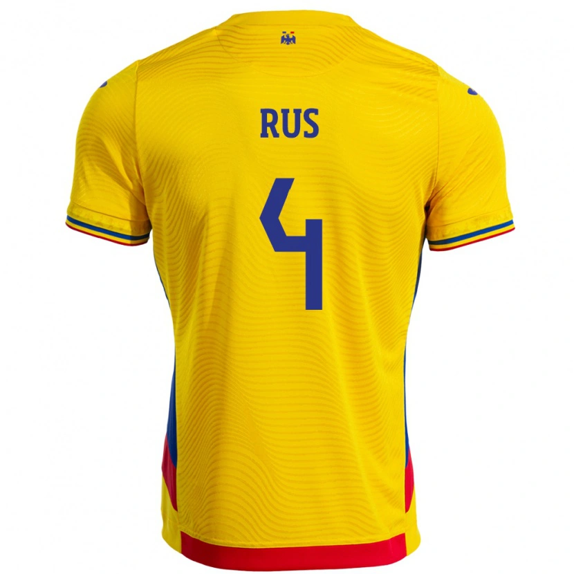 Danxen Män Rumänien Adrian Rus #4 Gul Hemmatröja Matchtröjor 24-26 Tröjor T-Tröja