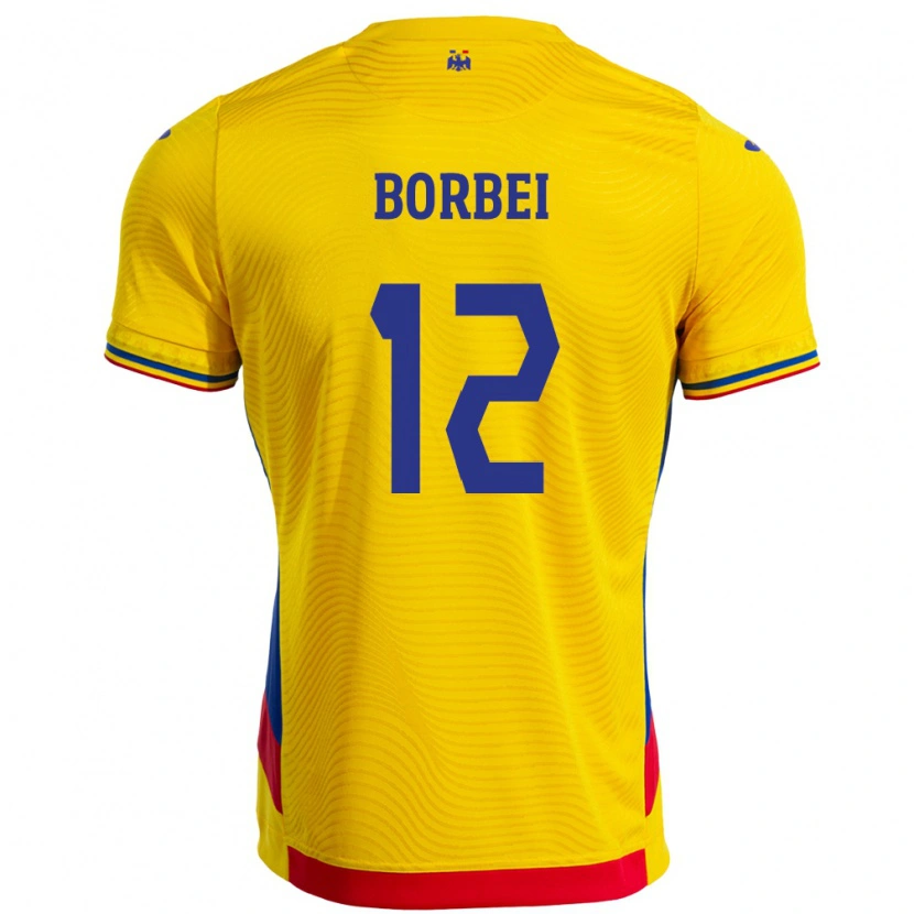 Danxen Män Rumänien Alexandru Borbei #12 Gul Hemmatröja Matchtröjor 24-26 Tröjor T-Tröja