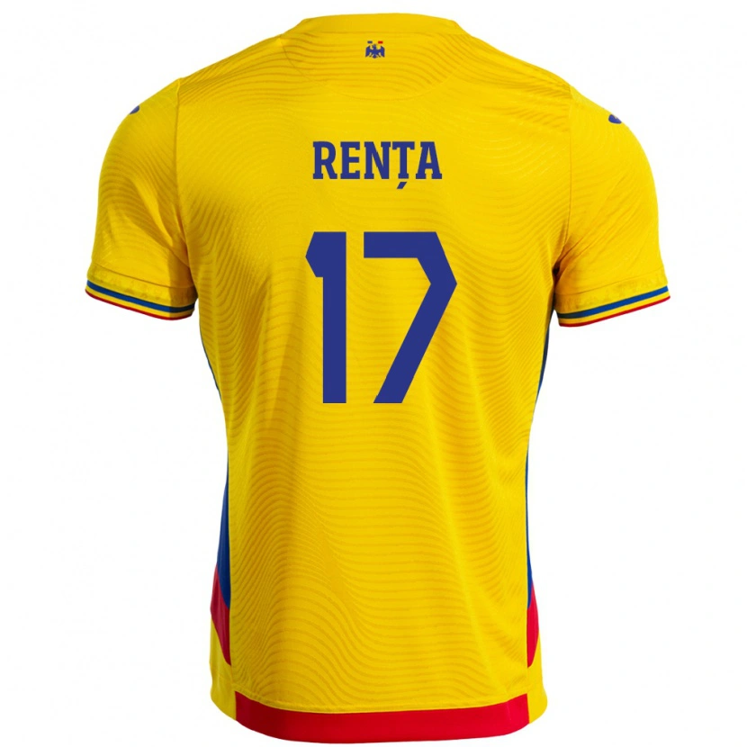 Danxen Män Rumänien Denis Rența #17 Gul Hemmatröja Matchtröjor 24-26 Tröjor T-Tröja