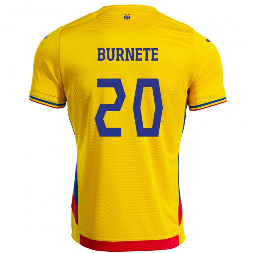 Danxen Män Rumänien Rareș Burnete #20 Gul Hemmatröja Matchtröjor 24-26 Tröjor T-Tröja