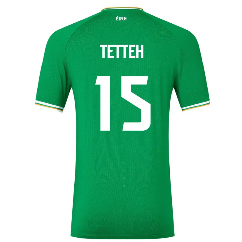Danxen Män Irland Gideon Tetteh #15 Grön Hemmatröja Matchtröjor 24-26 Tröjor T-Tröja