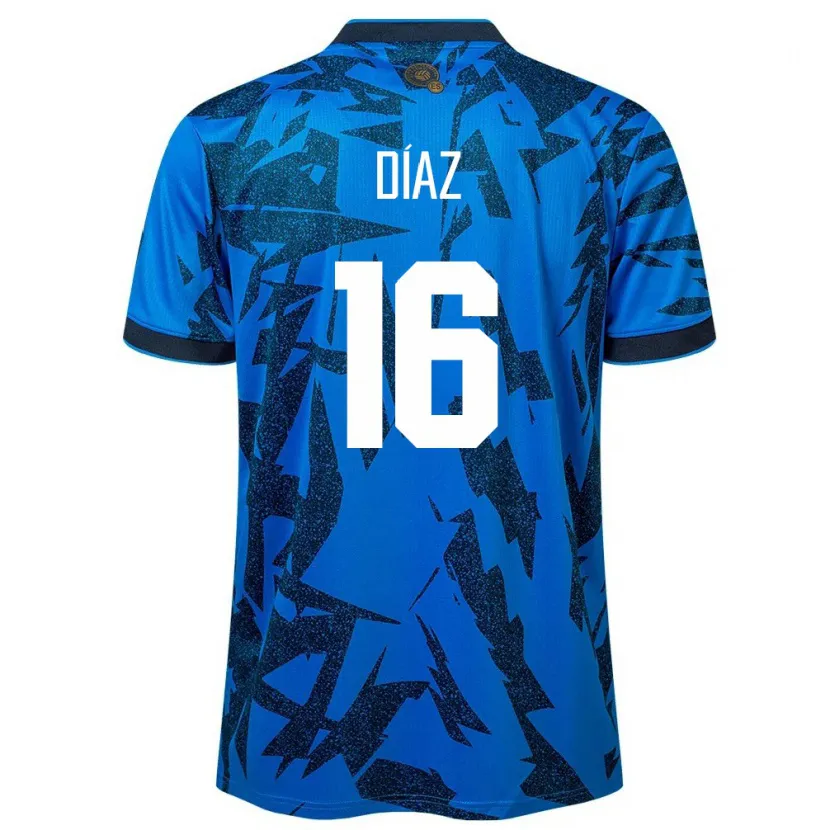 Danxen Män El Salvador Wilber Díaz #16 Blå Hemmatröja Matchtröjor 24-26 Tröjor T-Tröja