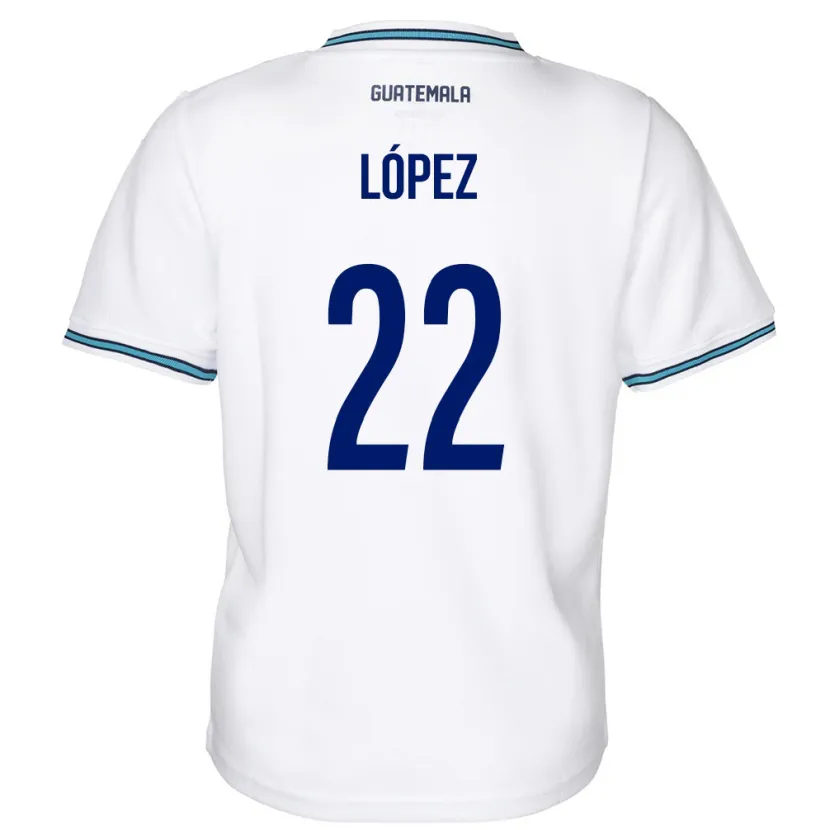 Danxen Män Gwatemala Whitney López #22 Vit Hemmatröja Matchtröjor 24-26 Tröjor T-Tröja