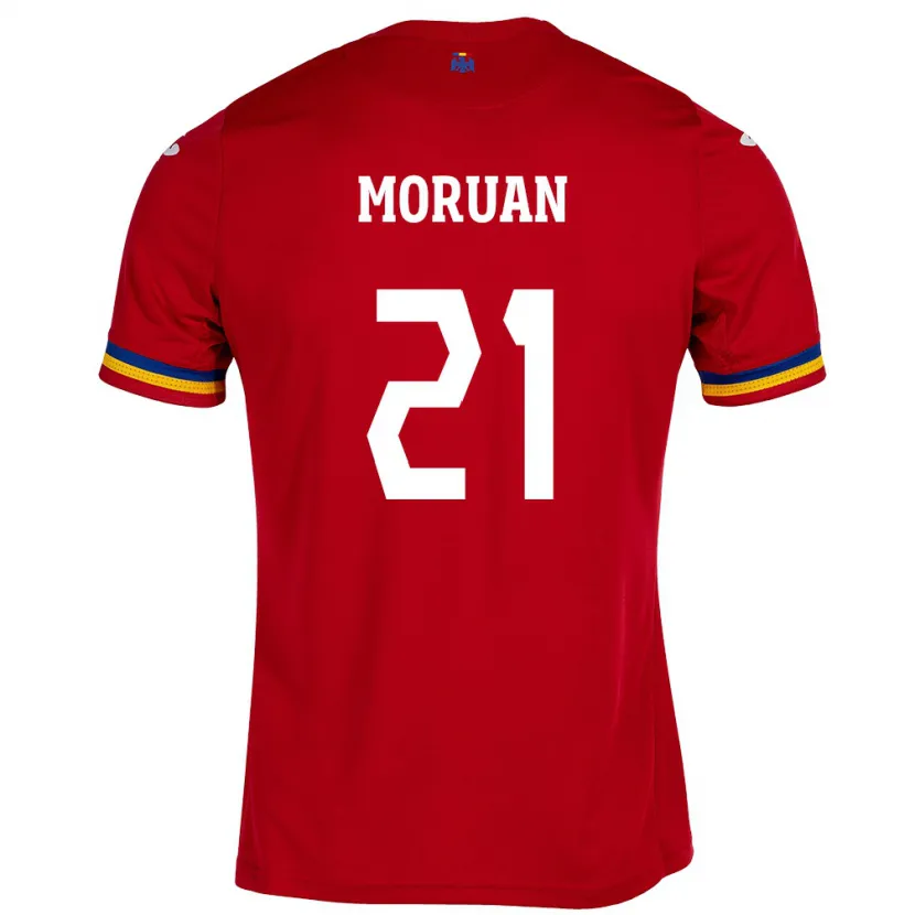 Danxen Män Rumänien Olimpiu Moruţan #21 Röd Bortatröja Matchtröjor 24-26 Tröjor T-Tröja