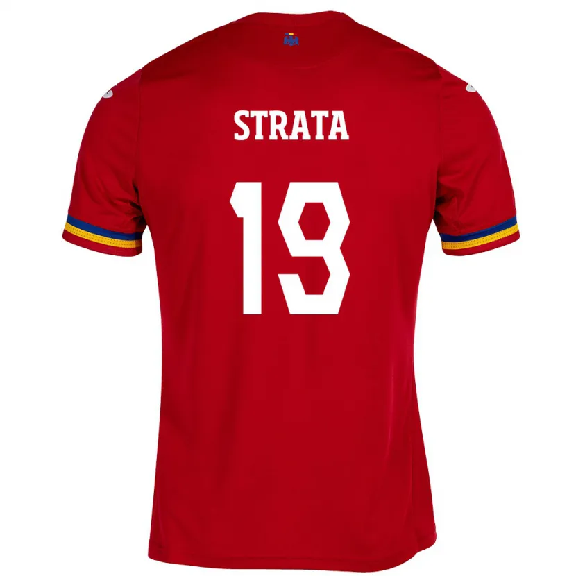 Danxen Män Rumänien Tony Strata #19 Röd Bortatröja Matchtröjor 24-26 Tröjor T-Tröja