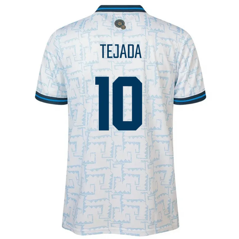 Danxen Män El Salvador Rafael Tejada #10 Vit Bortatröja Matchtröjor 24-26 Tröjor T-Tröja