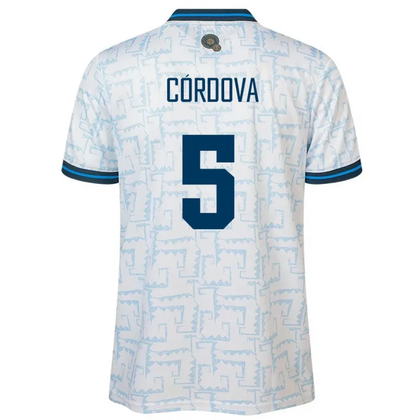 Danxen Män El Salvador Edwin Córdova #5 Vit Bortatröja Matchtröjor 24-26 Tröjor T-Tröja