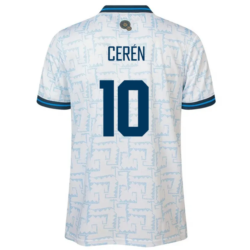 Danxen Män El Salvador Brenda Cerén #10 Vit Bortatröja Matchtröjor 24-26 Tröjor T-Tröja