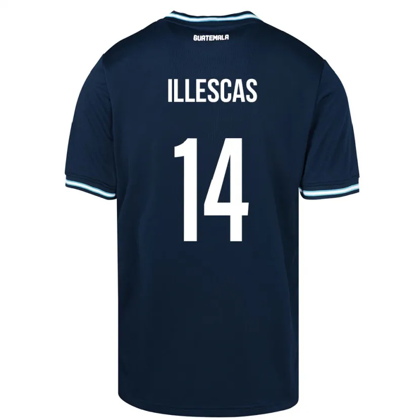 Danxen Män Gwatemala Kevin Illescas #14 Blå Bortatröja Matchtröjor 24-26 Tröjor T-Tröja