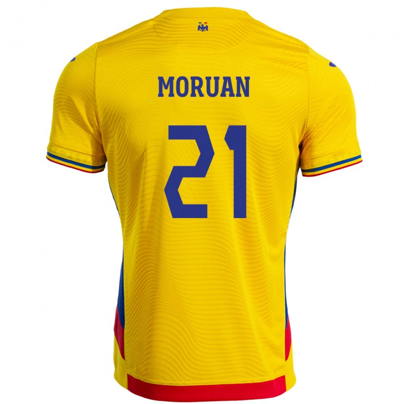 Danxen Kvinnor Rumänien Olimpiu Moruţan #21 Gul Hemmatröja Matchtröjor 24-26 Tröjor T-Tröja