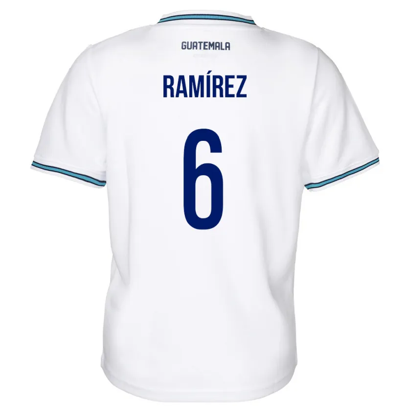 Danxen Kvinnor Gwatemala Kevin Ramírez #6 Vit Hemmatröja Matchtröjor 24-26 Tröjor T-Tröja