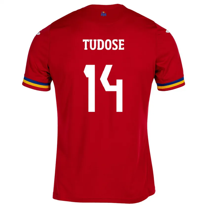 Danxen Kvinnor Rumänien Mario Tudose #14 Röd Bortatröja Matchtröjor 24-26 Tröjor T-Tröja