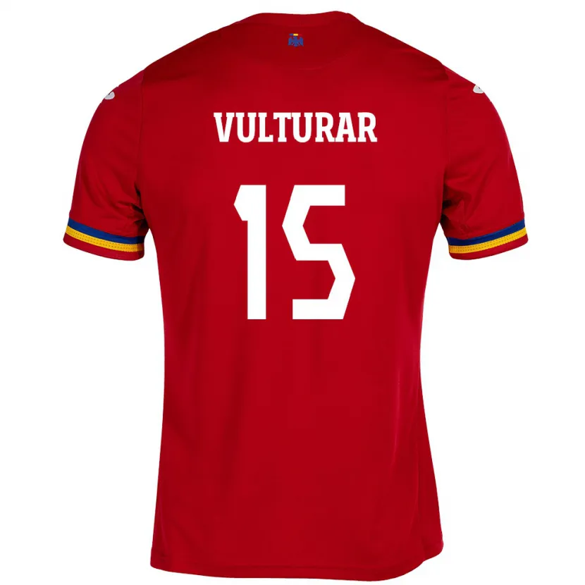 Danxen Kvinnor Rumänien Cătălin Vulturar #15 Röd Bortatröja Matchtröjor 24-26 Tröjor T-Tröja