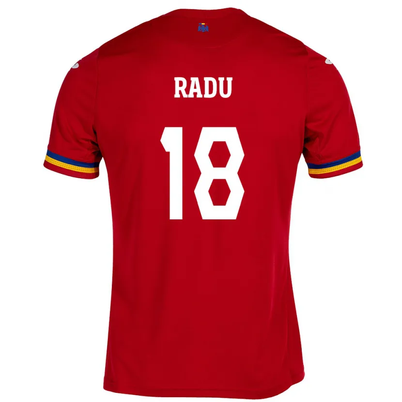 Danxen Kvinnor Rumänien Denis Radu #18 Röd Bortatröja Matchtröjor 24-26 Tröjor T-Tröja