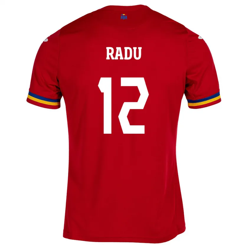 Danxen Kvinnor Rumänien Riccardo Radu #12 Röd Bortatröja Matchtröjor 24-26 Tröjor T-Tröja