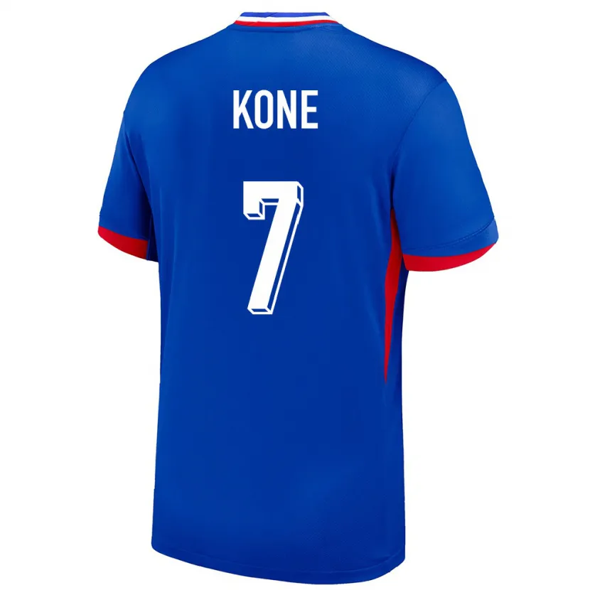 Danxen Barn Frankrike Kouadio Kone #7 Blå Hemmatröja Matchtröjor 24-26 Tröjor T-Tröja
