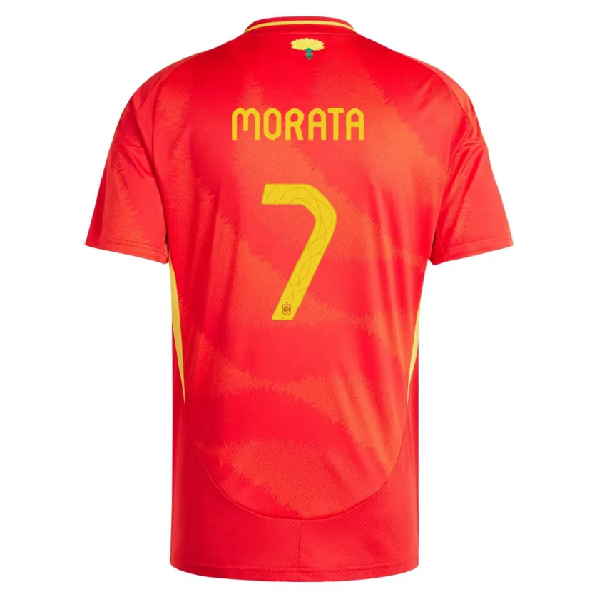 Danxen Barn Spanien Alvaro Morata #7 Röd Hemmatröja Matchtröjor 24-26 Tröjor T-Tröja