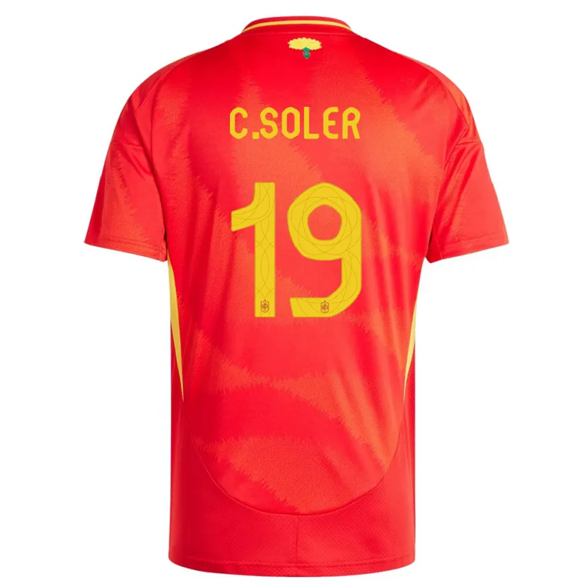 Danxen Barn Spanien Carlos Soler #19 Röd Hemmatröja Matchtröjor 24-26 Tröjor T-Tröja