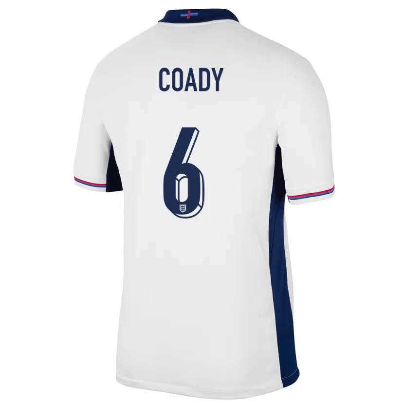 Danxen Barn England Conor Coady #6 Vit Hemmatröja Matchtröjor 24-26 Tröjor T-Tröja