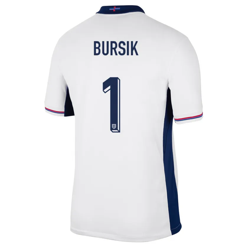 Danxen Barn England Josef Bursik #1 Vit Hemmatröja Matchtröjor 24-26 Tröjor T-Tröja