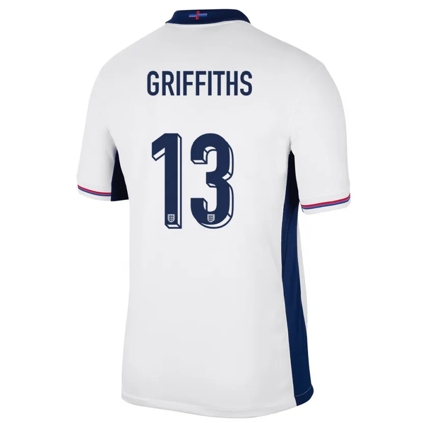 Danxen Barn England Josh Griffiths #13 Vit Hemmatröja Matchtröjor 24-26 Tröjor T-Tröja