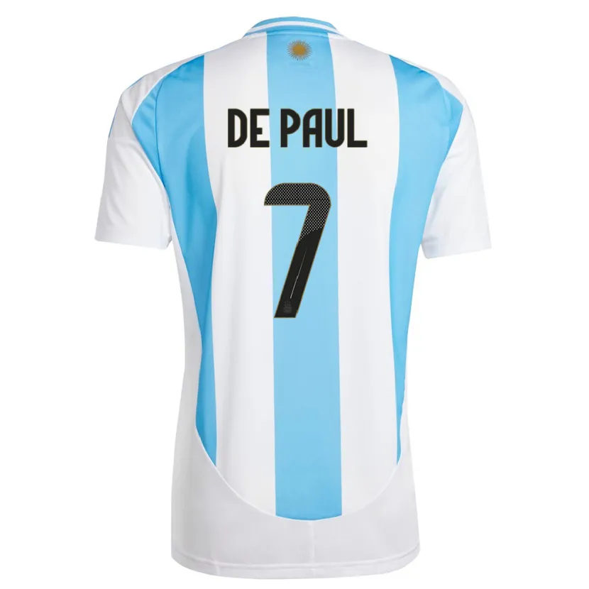 Danxen Barn Argentina Rodrigo De Paul #7 Vit Blå Hemmatröja Matchtröjor 24-26 Tröjor T-Tröja