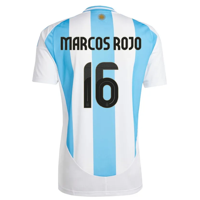 Danxen Barn Argentina Marcos Rojo #16 Vit Blå Hemmatröja Matchtröjor 24-26 Tröjor T-Tröja