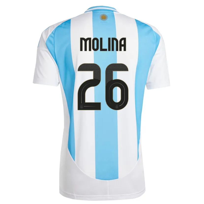 Danxen Barn Argentina Nahuel Molina #26 Vit Blå Hemmatröja Matchtröjor 24-26 Tröjor T-Tröja